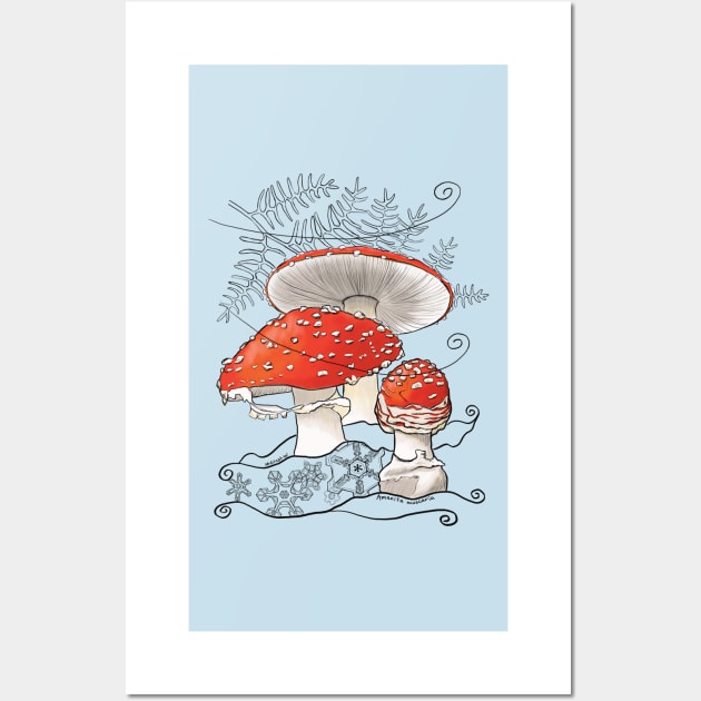 Amanita in the Winter Wall Art by mernstw